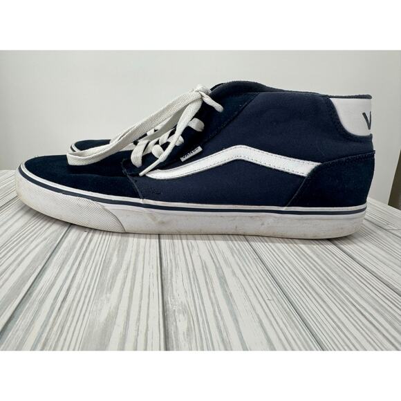 Vans Classic Mid Top Champion Sneakers Men's 13 Blue White Lace-Up Skate Shoes - Picture 4 of 10